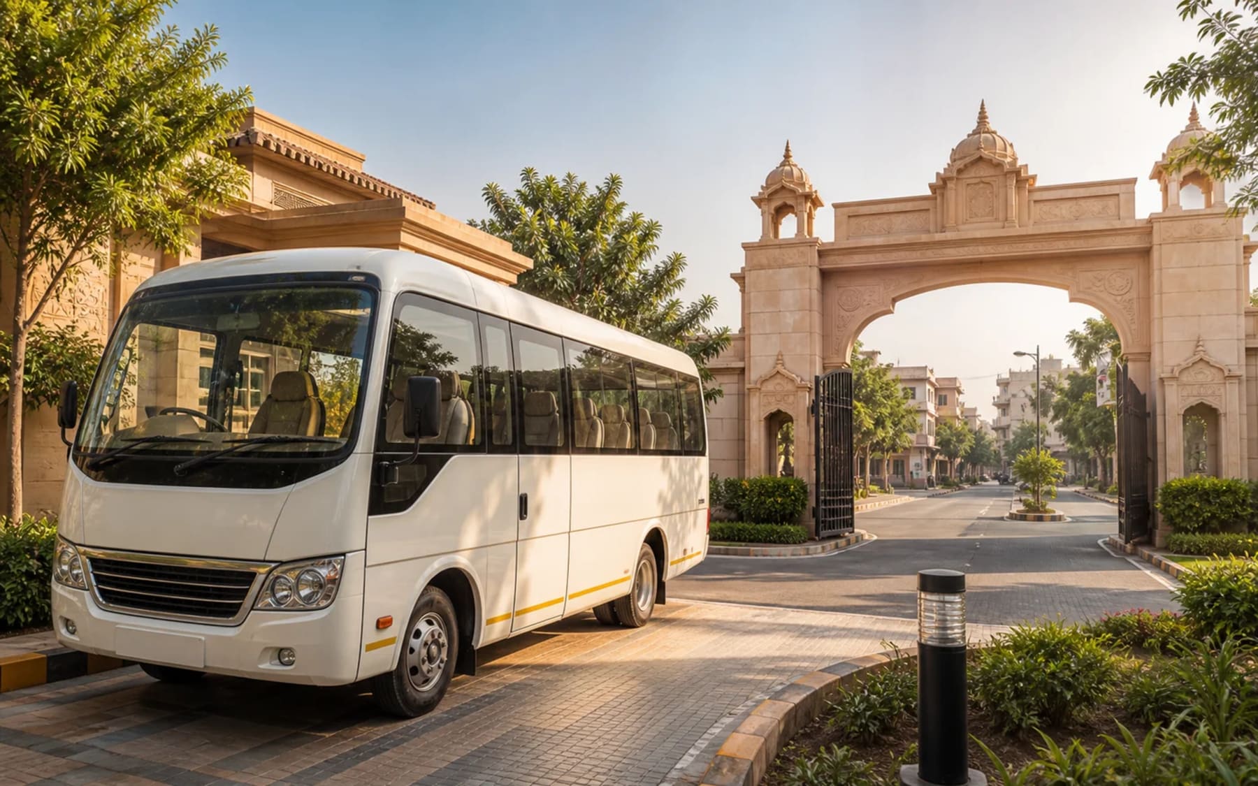 Krishna Bhumi shuttle at the main entrance